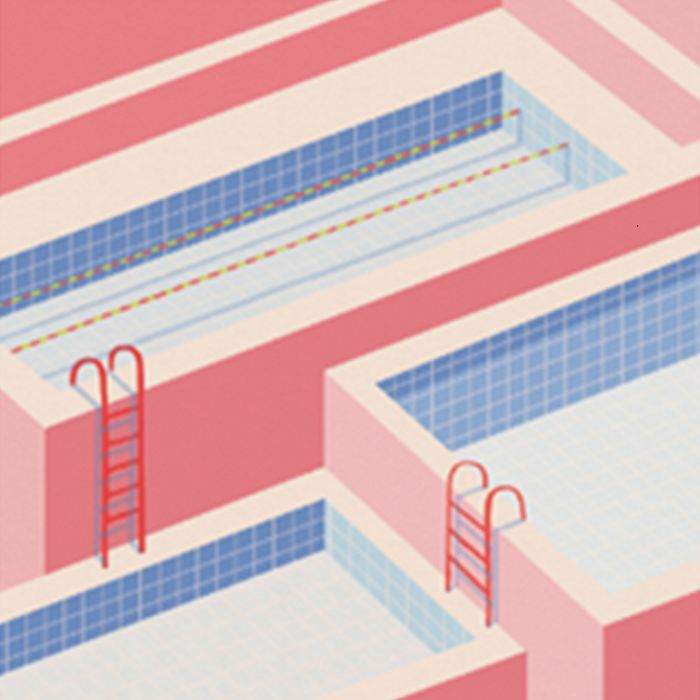 박소이, Pink Swimming Pool, Red Ladder, 40x40cm, 실크스크린, 2016