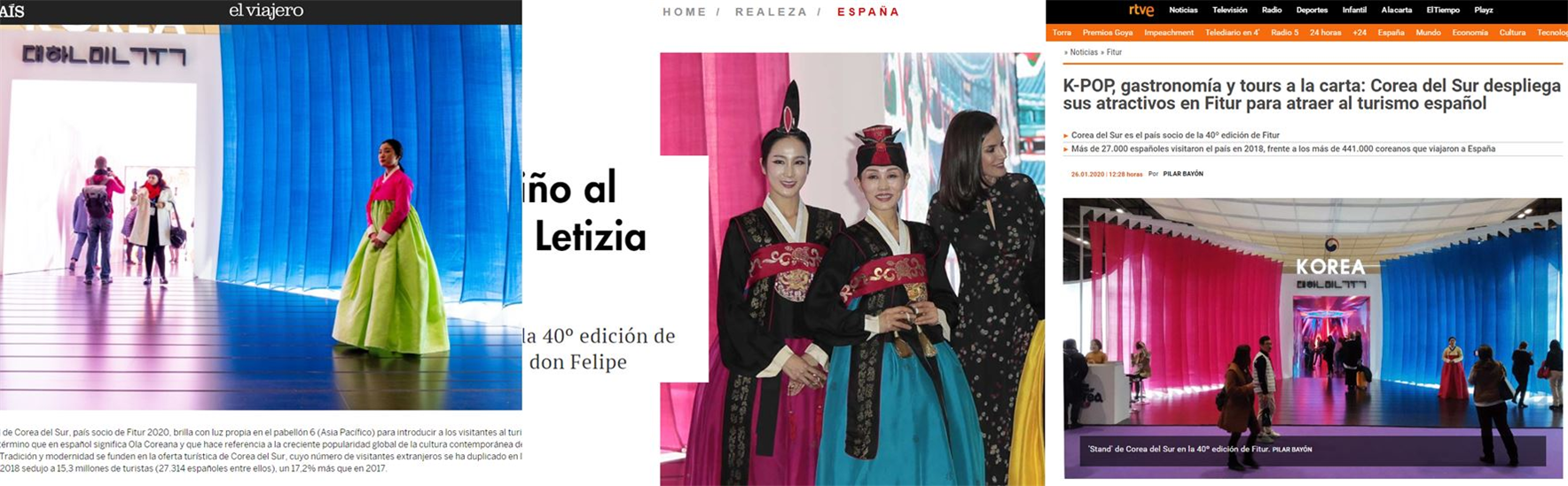 <한국이 주빈국으로 초대된 이번 박람회 개최 소식은 스페인 유력 언론을 통해서도 전해졌다 – 출처 : EL PAIS, HOLA, RTVE>
