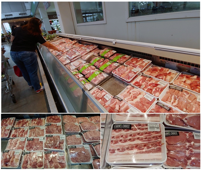 필리핀의 정육점에서는 돼지고기를 포크밸리(리엠뽀), 햄 슬라이스, 포크찹, 아보도컷, 파타 등으로 분할하여 돼지고기를 판매