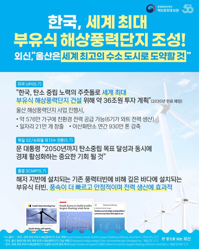 한국, 세계 최대 부유식 해상풍력발전단지 조성