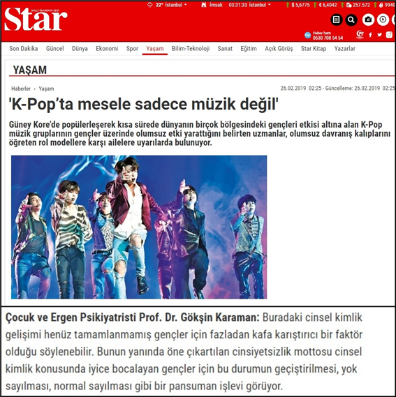 K-Pop의 부정적인 영향을 지적한 매체 ‘STAR’의 보도 원문