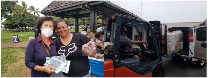 @ 미국 하와이주에서 노숙인들을 위해 무료로 마스크를 배포하는 따뜻한 행사가 진행됐다. 사진 제공: 아이에아 연합감리교회.