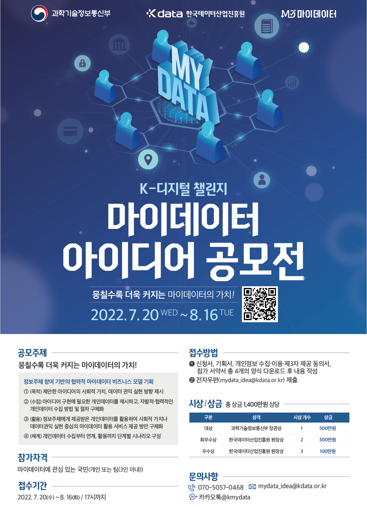  K-디지털 챌린지 : 2022년 마이데이터 아이디어 공모전 포스터