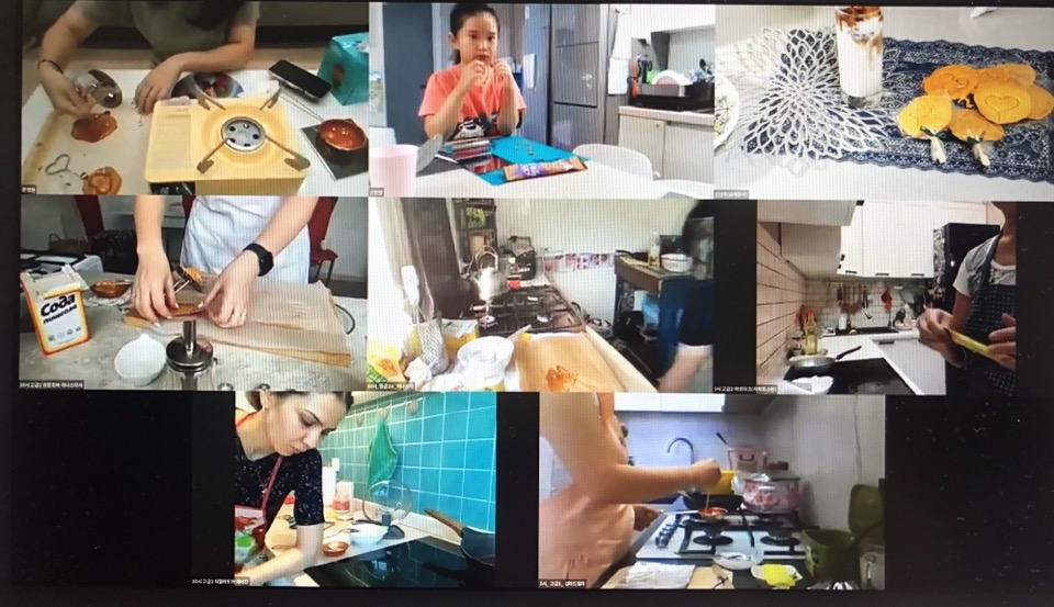 The trainees making dalgona