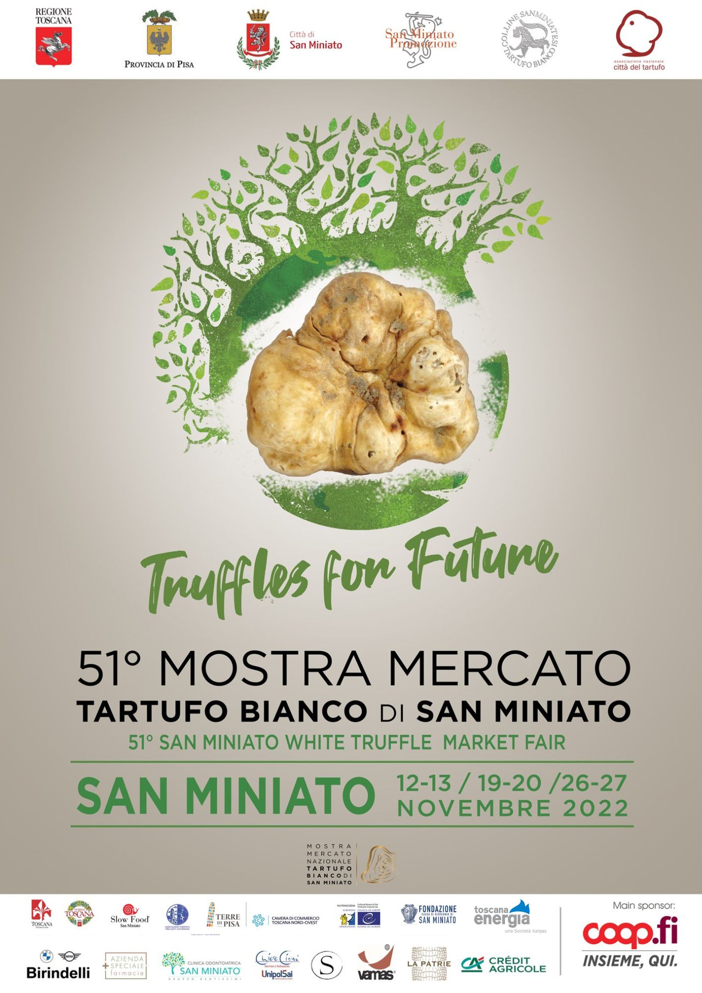 < 제51회 산 미니아또 화이트 트러플 축제 공식 포스터 - 출처: San Miniato Comune 홈페이지 >