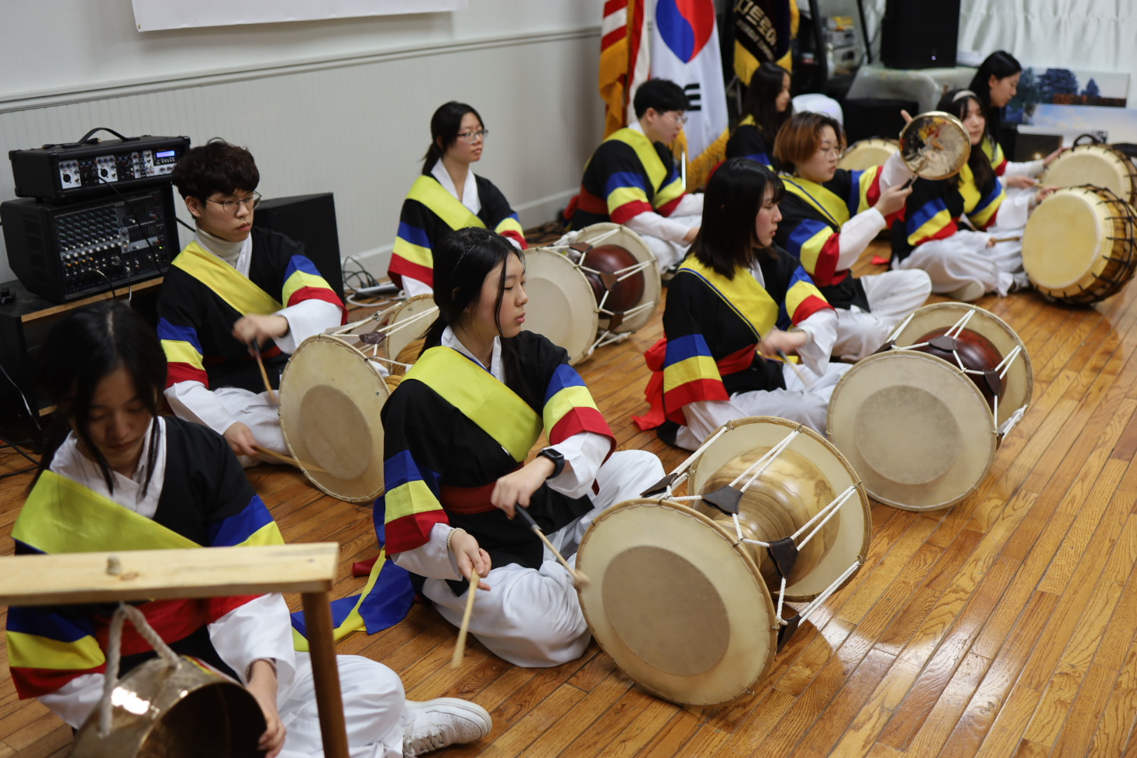 Woorisori, a traditional Korean percussion band composed of students, performs at the outset of the event commemorating the March 1 Independence Movement