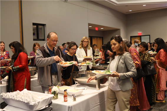 Participants enjoying a luncheon after the first part of the event