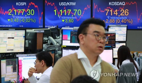코스피 나흘 만에 약세 전환…2,177.30 마감(종합2보)