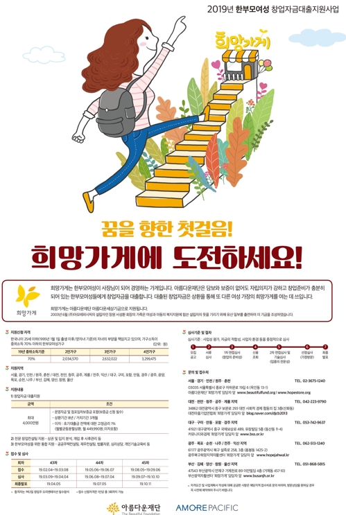 아모레퍼시픽, 한부모 여성 창업대출 신청 접수