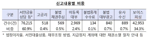 지난해 금감원 불법사금융센터로 12만5천건 신고·상담