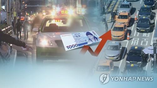 경기도 택시 기본요금 내달 중순 '3천원→3천800원' 인상