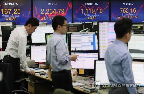 '10년 만의 최장' 코스피 열흘째 상승…2,220대 강보합(종합)
